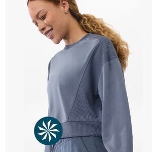 Athleta Seasoft Rib Crewneck Sweatshirt in Shadow Blue. NWT